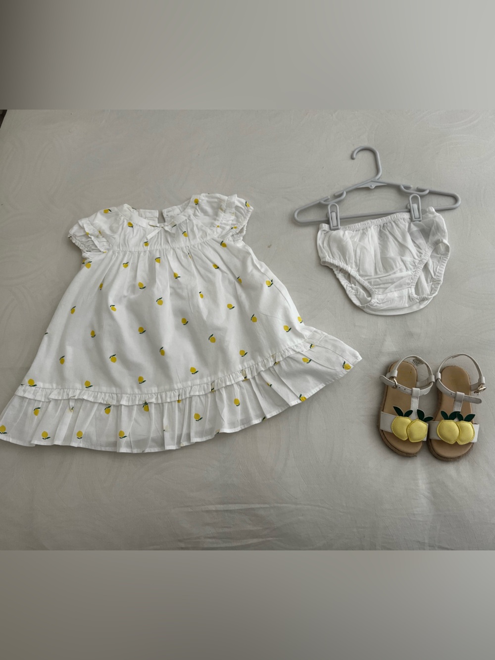 🍋 Janie and Jack White Espadrille Dress and Sandal Set Lemon theme